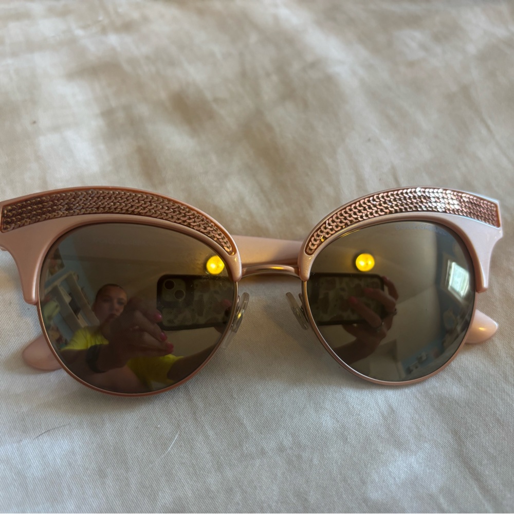 Dolce & Gabbana sequined nude pink sunglasses